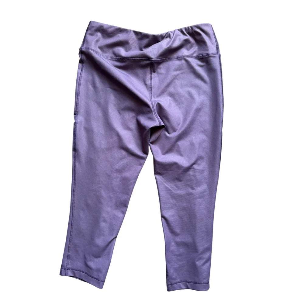 90 Degree By Reflex Womens Capri Leggings Athletic Workout Pants Size L Purple
